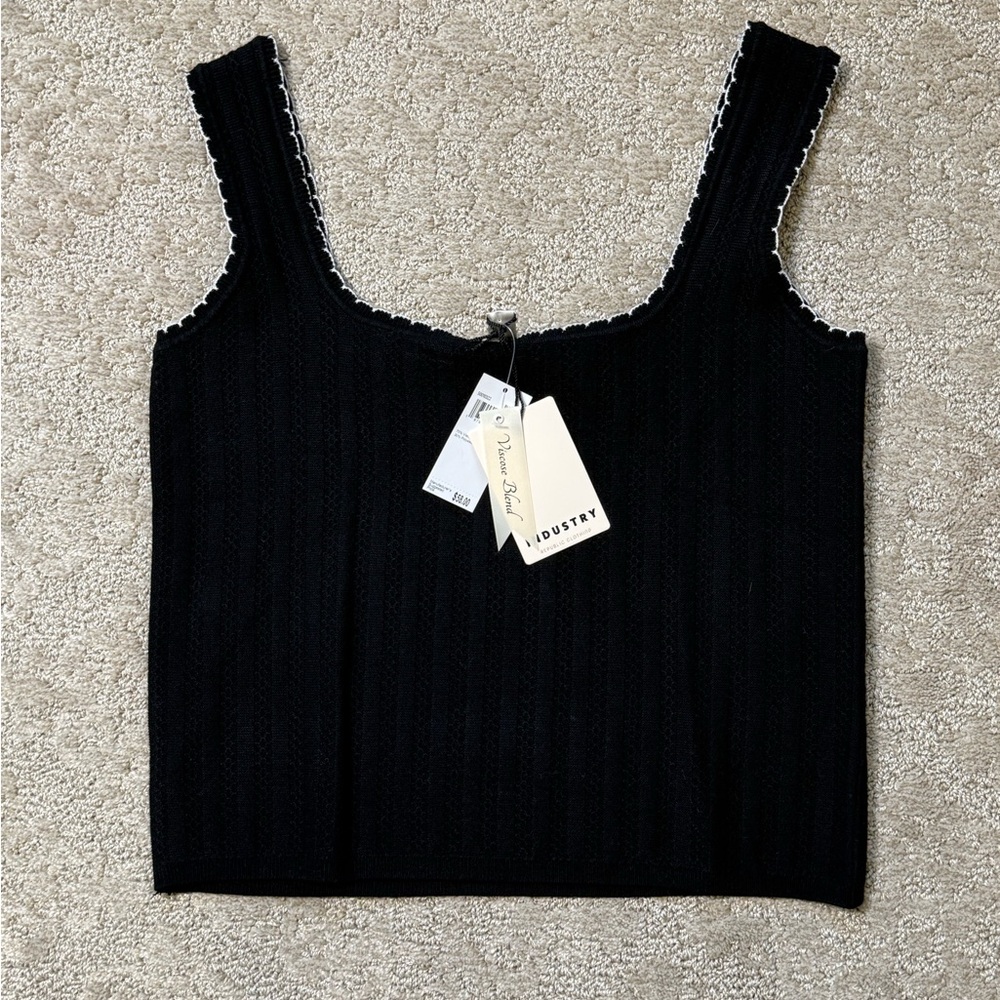 NWT Industry Black Ribbed Square-Neck Tank Top by